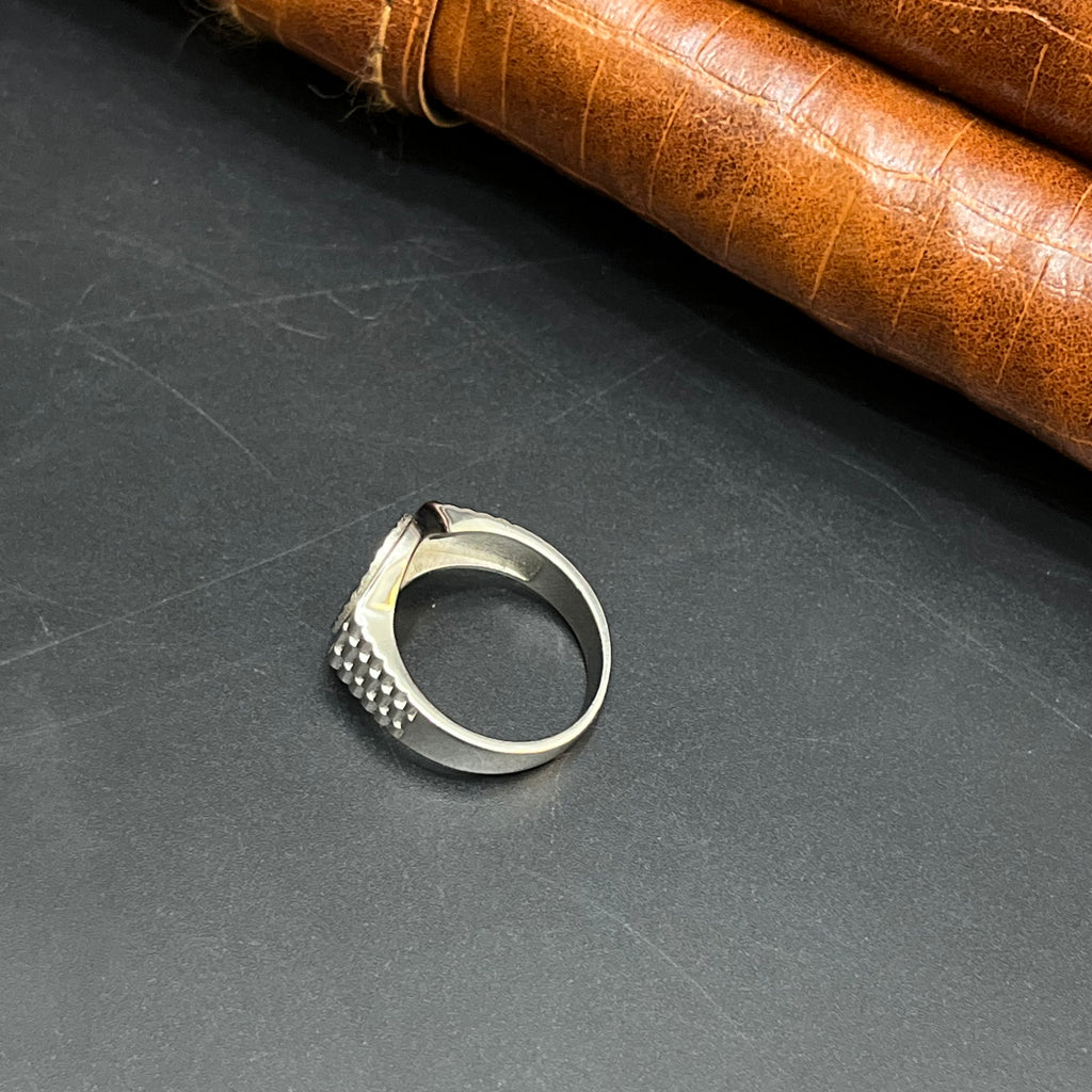 Silver Mens Ring Luxury Textured Full Edition 925