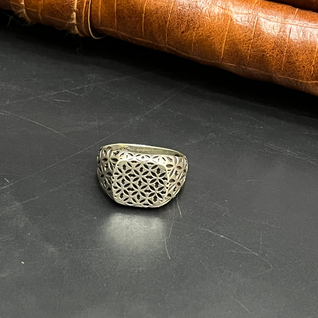 Silver Mens Ring Classic Square Textured 925