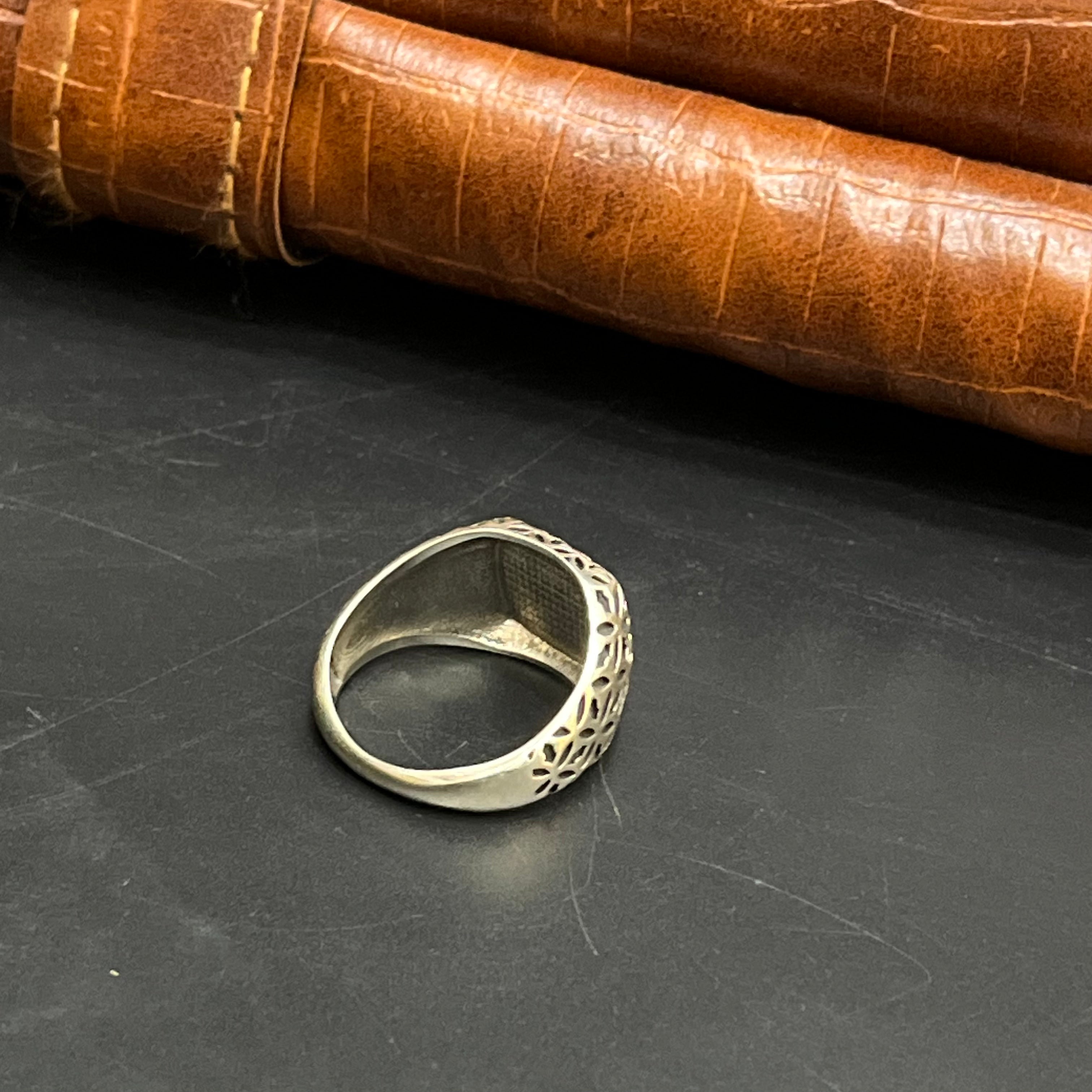 Silver Mens Ring Classic Square Textured 925