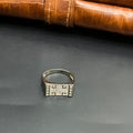 Silver Mens Ring Classic Textured Crystal 925