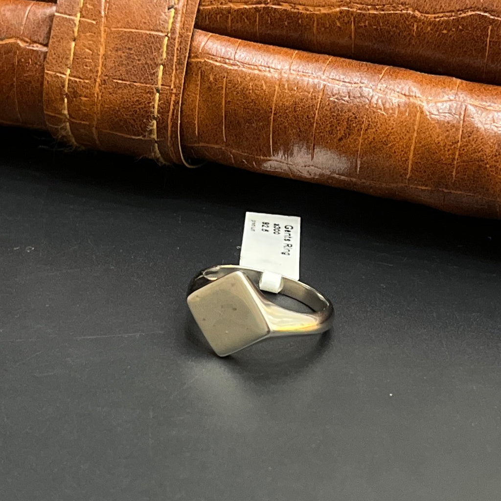 Silver Mens Ring Square Shield 925
