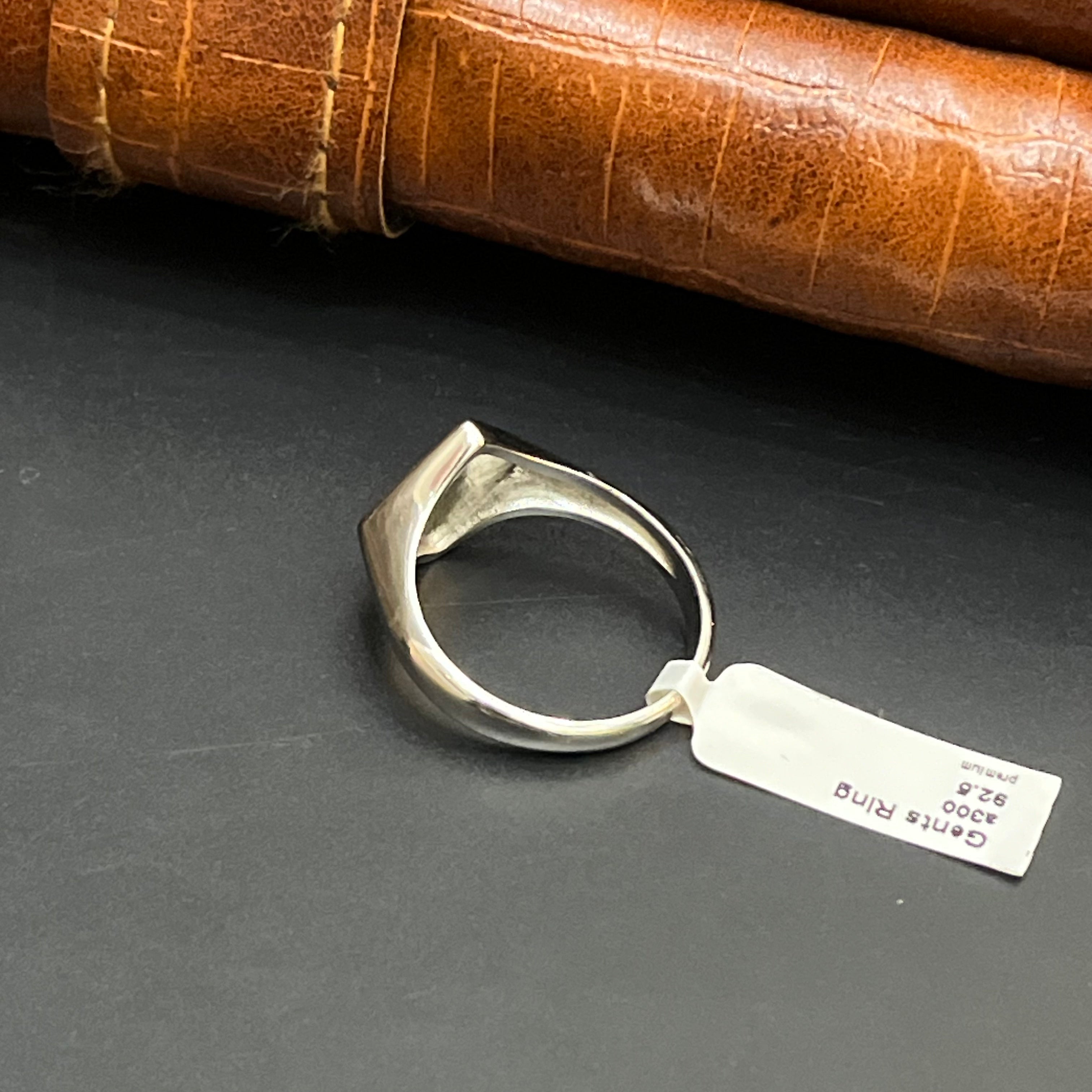 Silver Mens Ring Square Shield 925