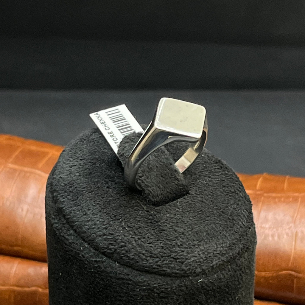 Silver Mens Ring Square Shield 925