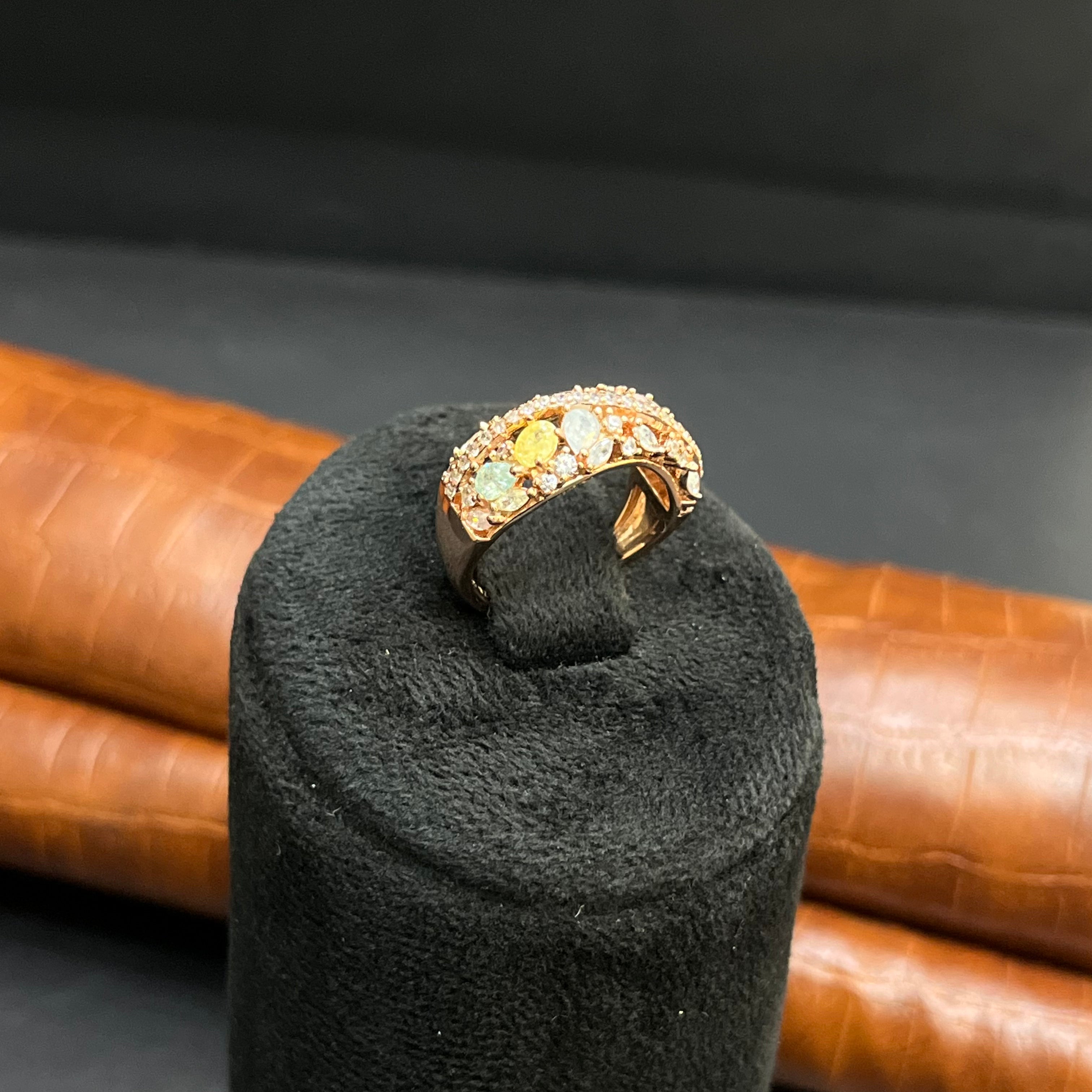 Silver Ladies Ring Fancy Multi Colour Rose Gold 925