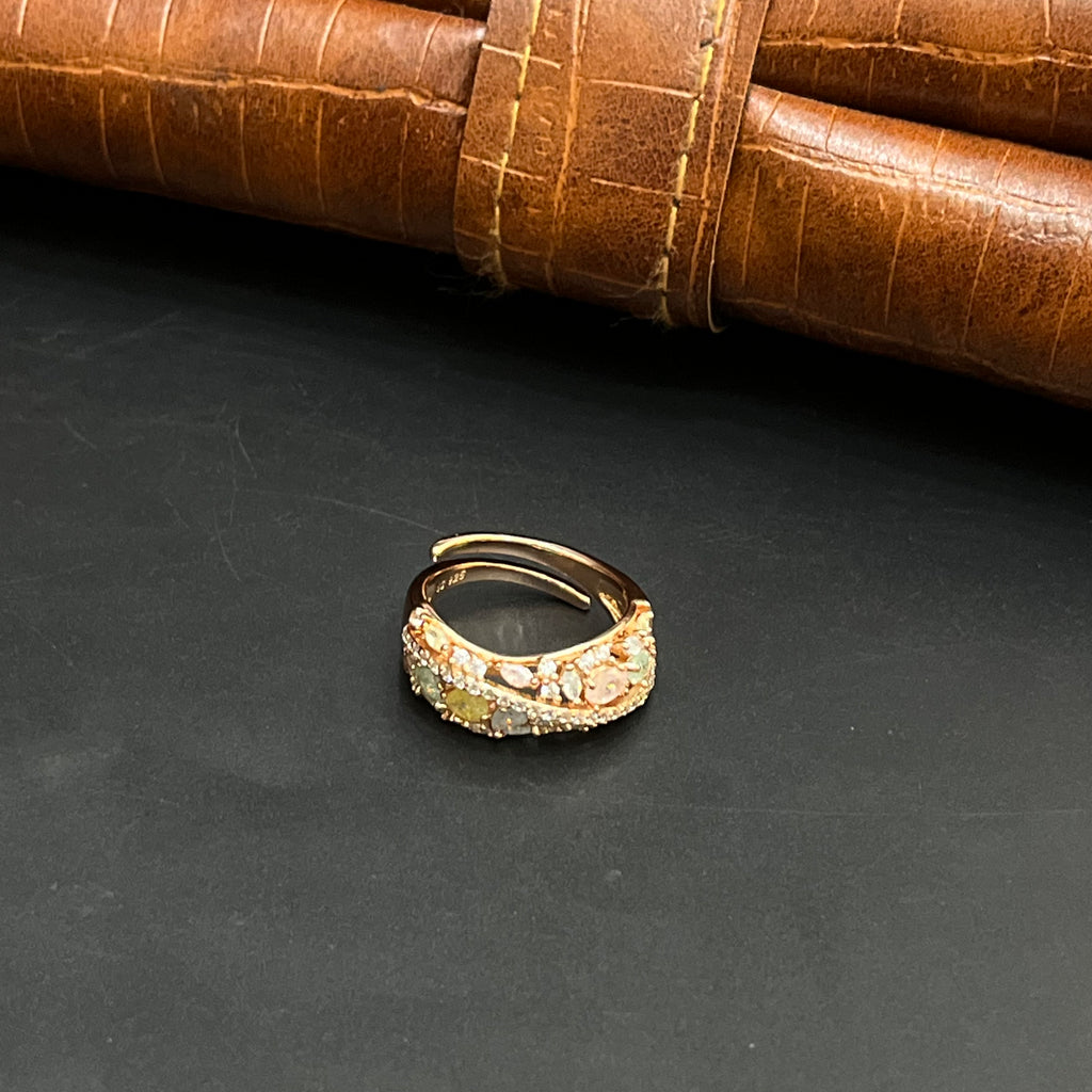Silver Ladies Ring Fancy Multi Colour Rose Gold 925