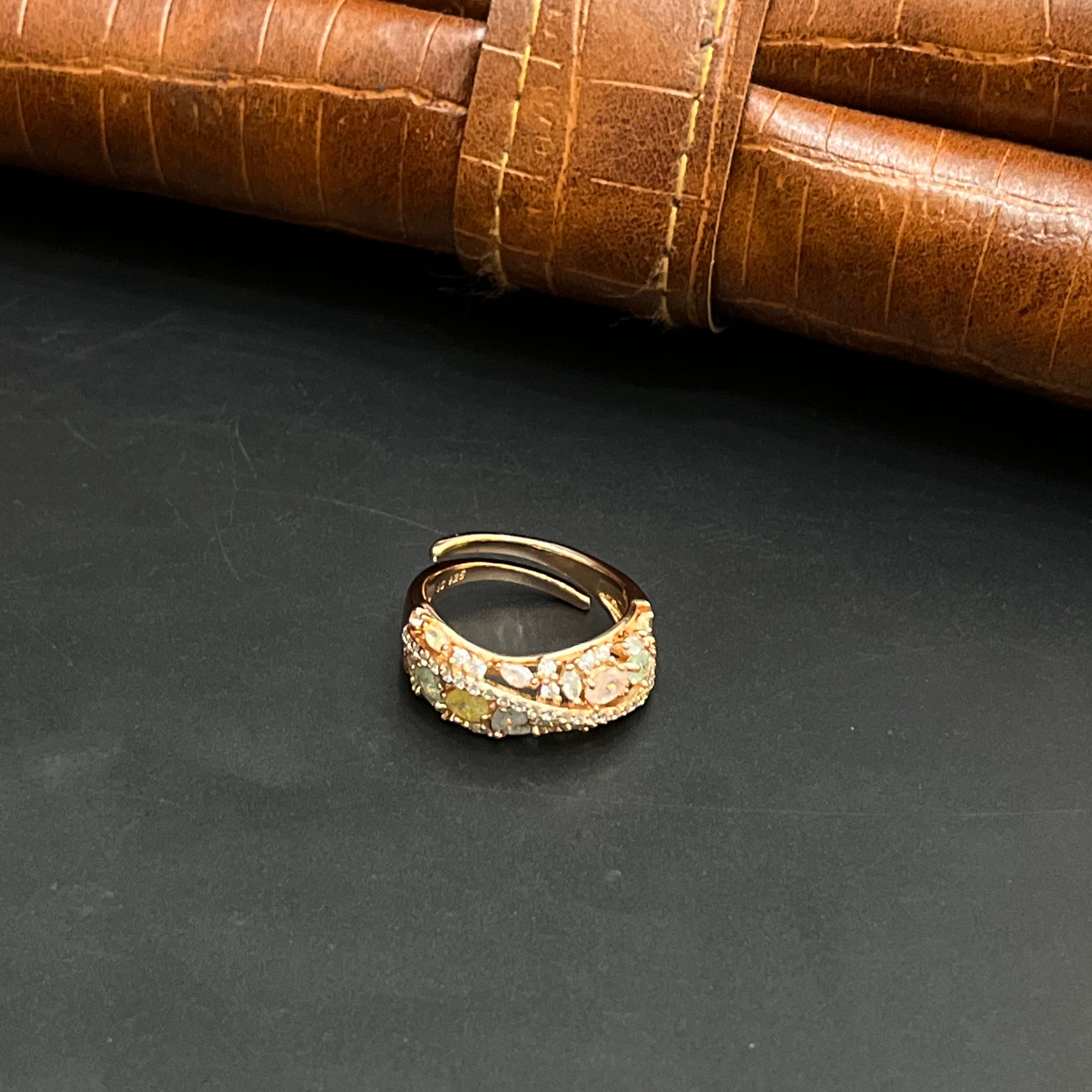 Silver Ladies Ring Fancy Multi Colour Rose Gold 925