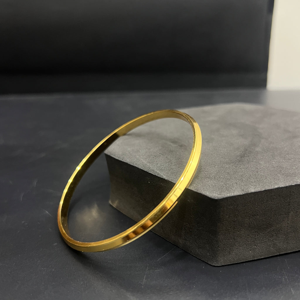 Silver Mens Kada Slim Punjabi Gold Finish 925