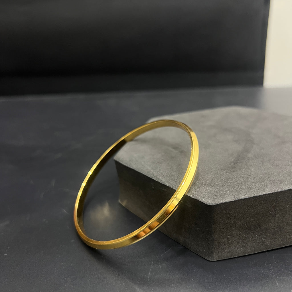 Silver Mens Kada Slim Punjabi Gold Finish 925