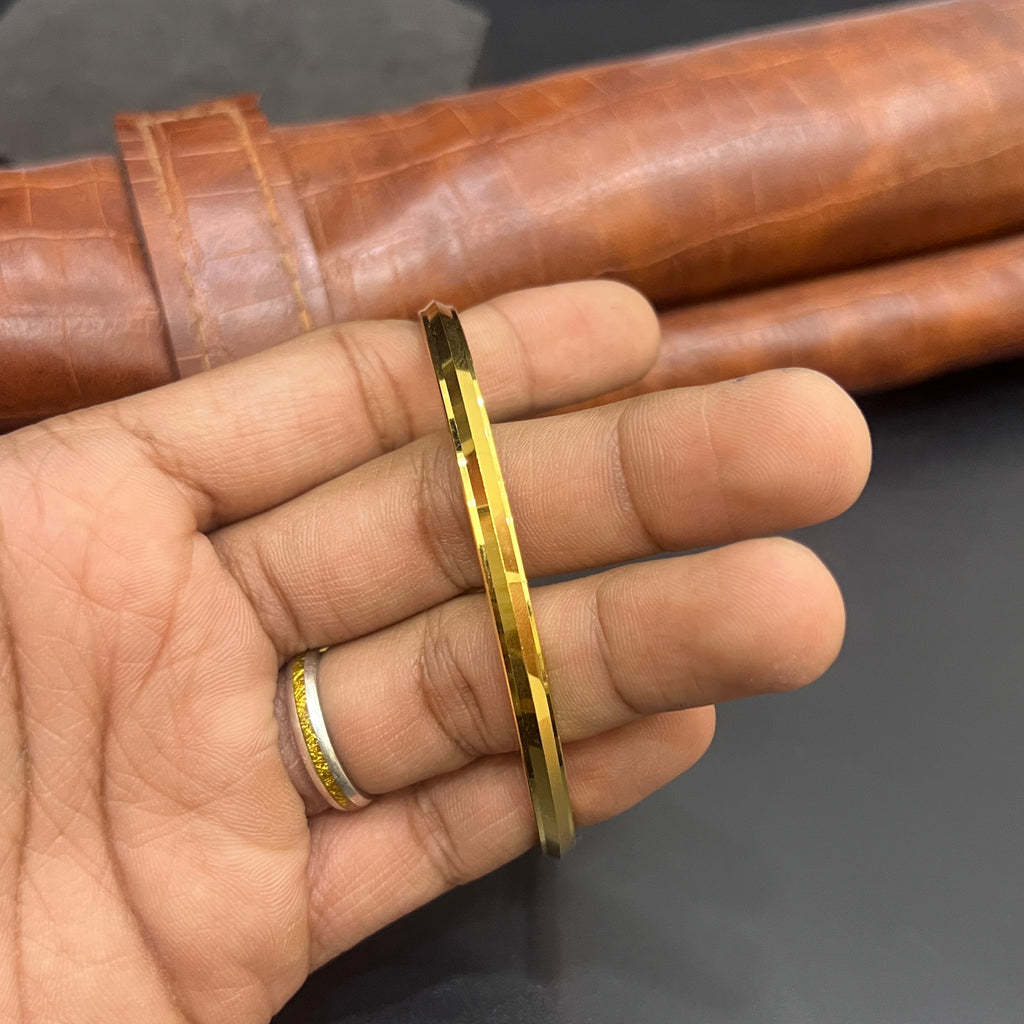 Silver Mens Kada Slim Punjabi Gold Finish 925