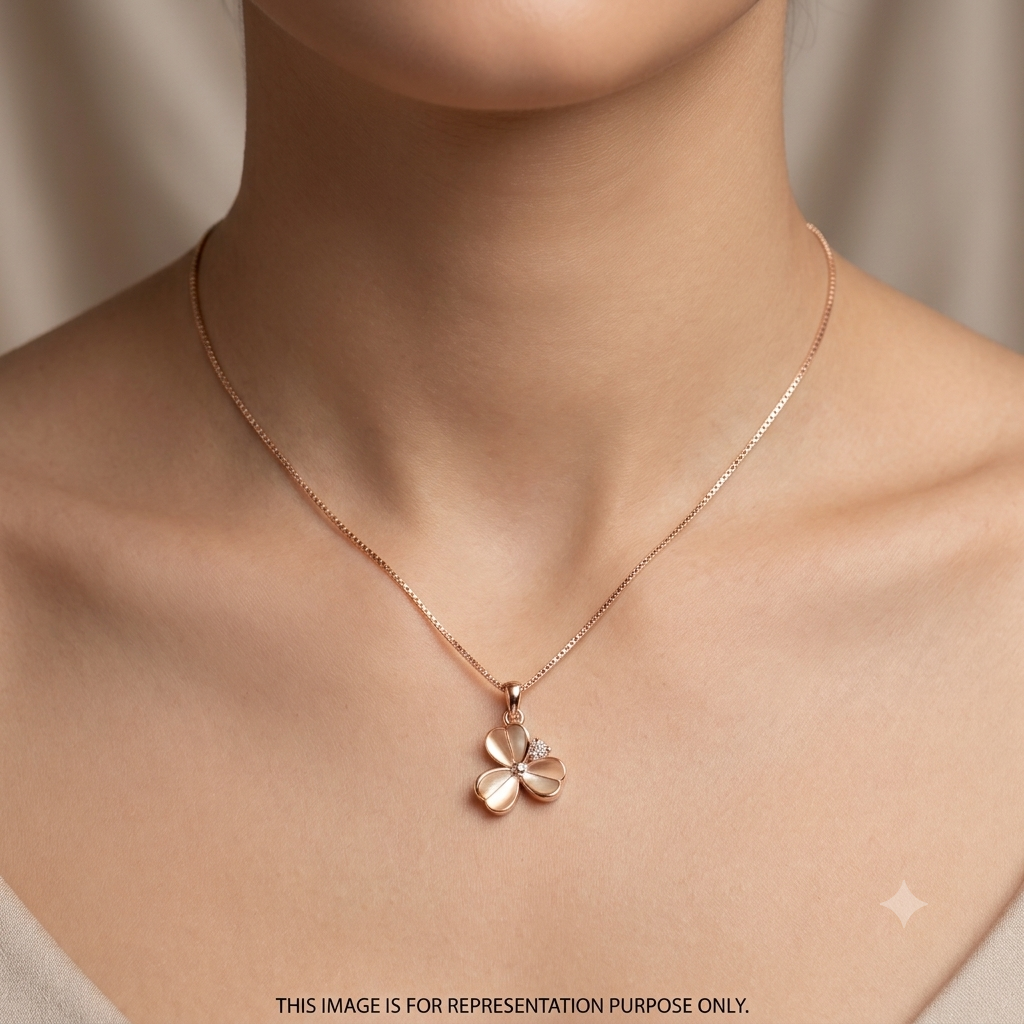 Silver Ladies Pendant Chain Floral Petal Mat Edition 1  Rose Gold 925