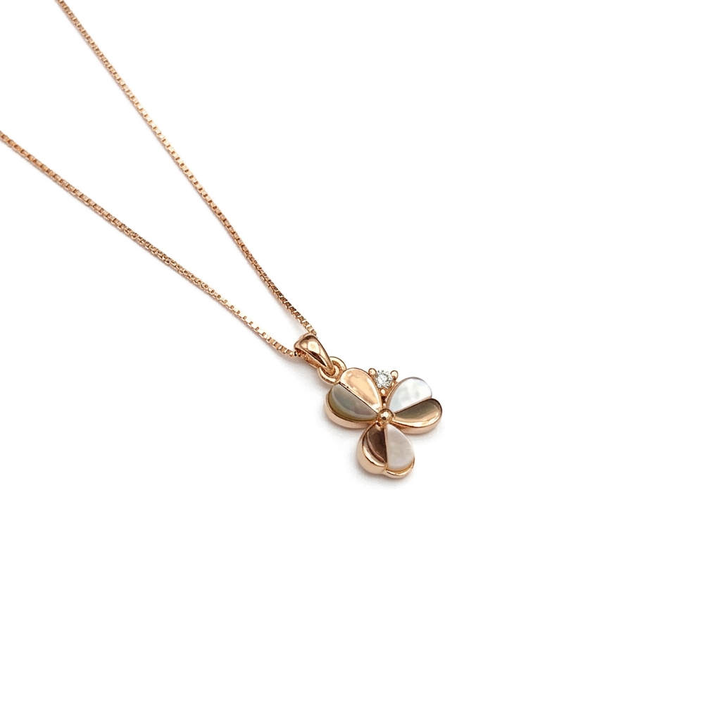 Silver Ladies Pendant Chain Floral Petal Mat Edition 1  Rose Gold 925