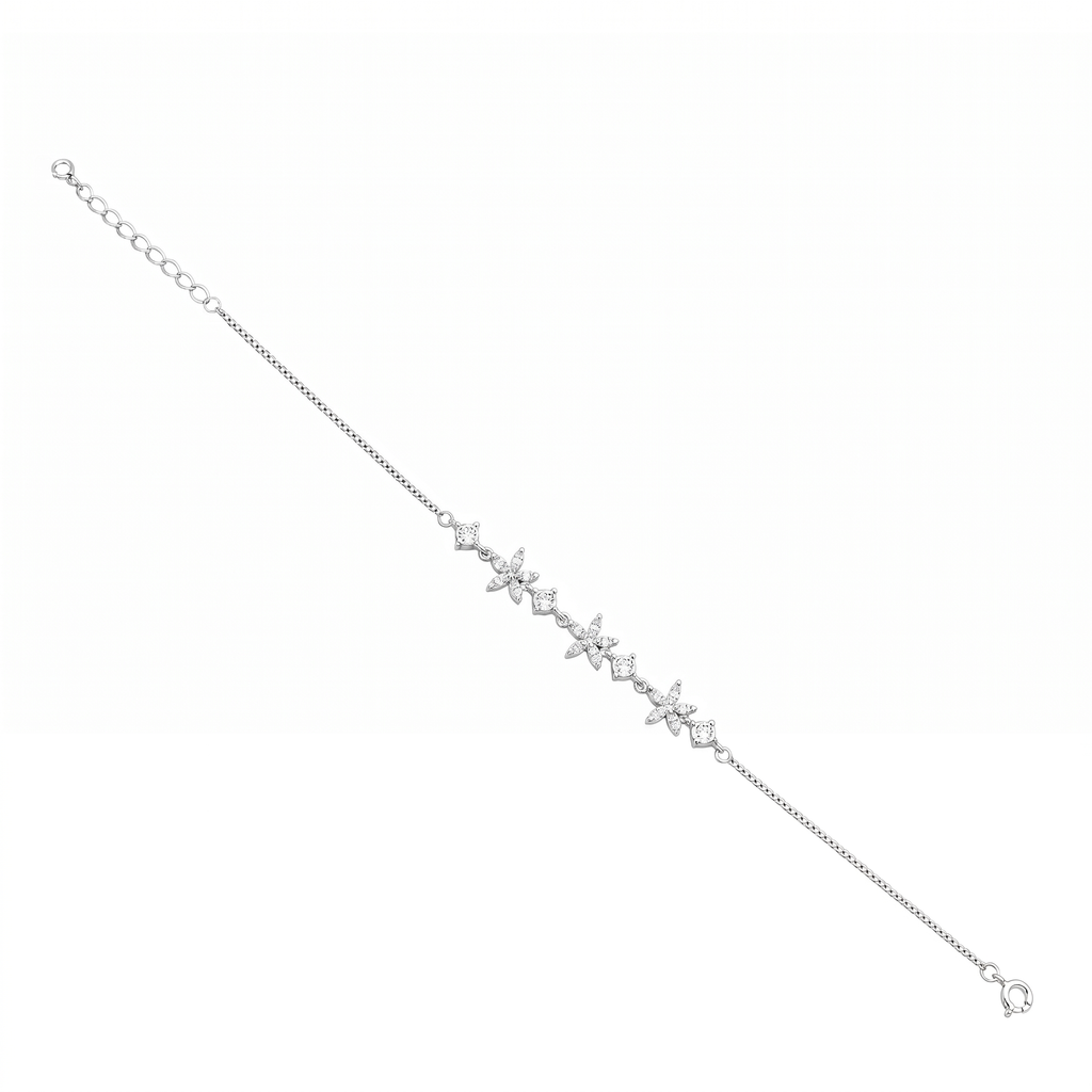 Silver Ladies Bracelet Floral Star Blossom 925