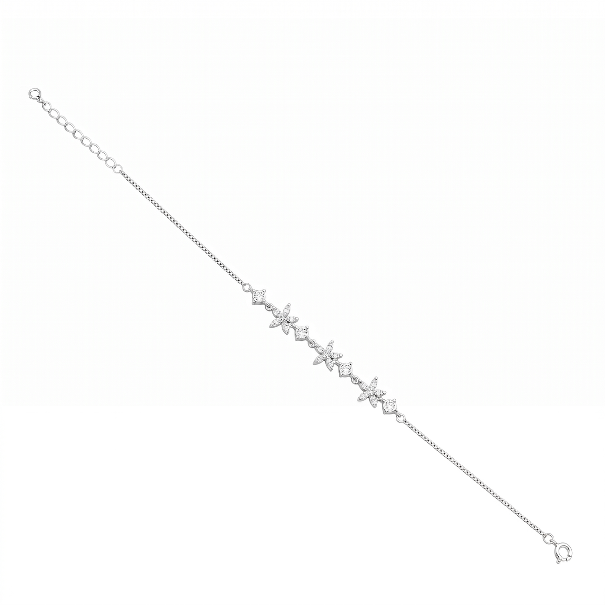Silver Ladies Bracelet Floral Star Blossom 925