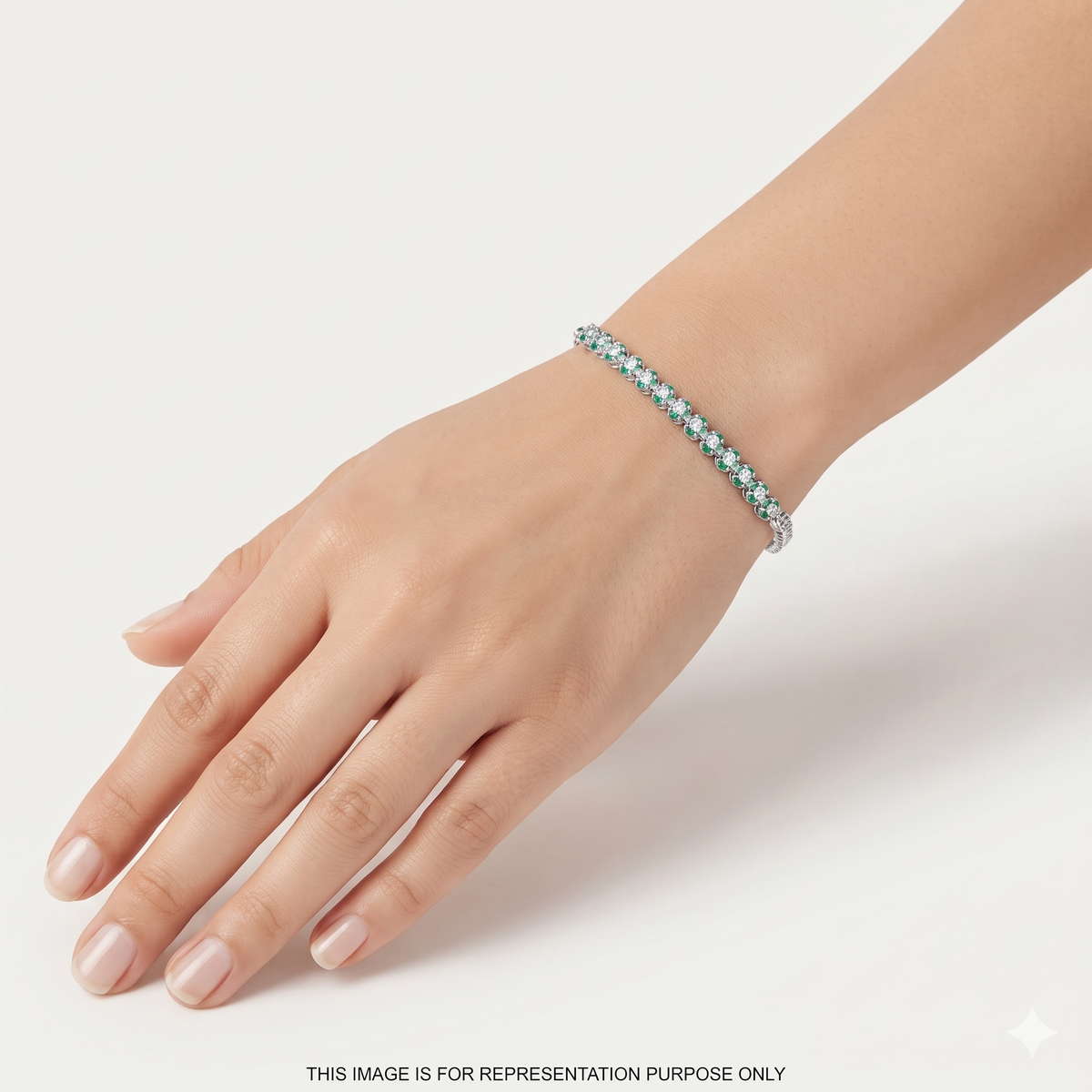 Silver Ladies Bracelet Green Floral Sparkle Stones 925