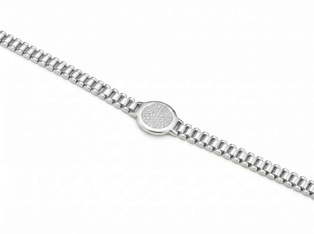 Silver Unisex Bracelet Elegant Honeyhub Center Link Chain 925