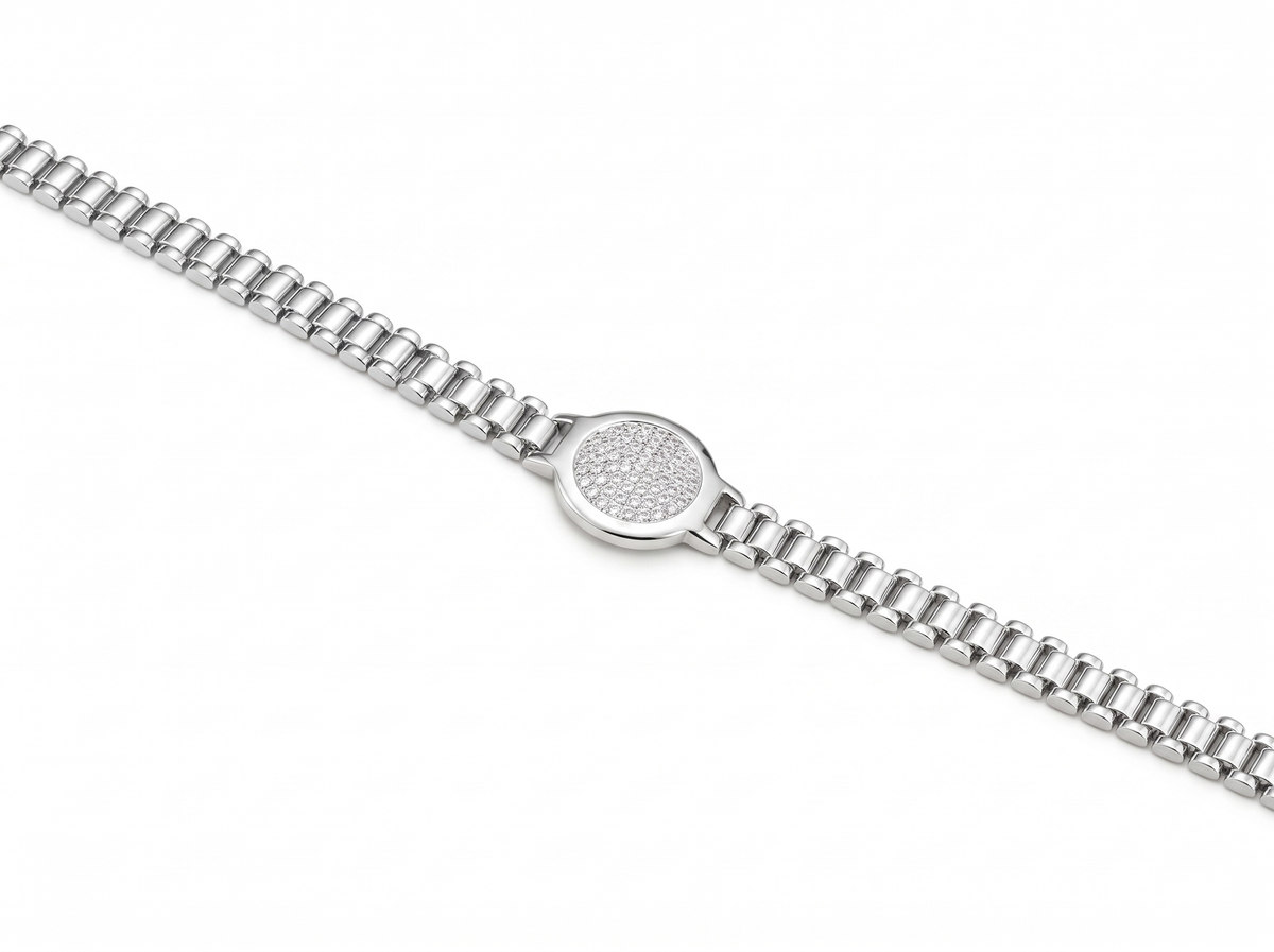 Silver Unisex Bracelet Elegant Honeyhub Center Link Chain 925