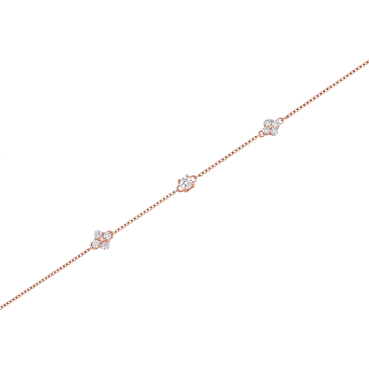 Silver Ladies Bracelet Floral Stone Line Rose Gold M01 925