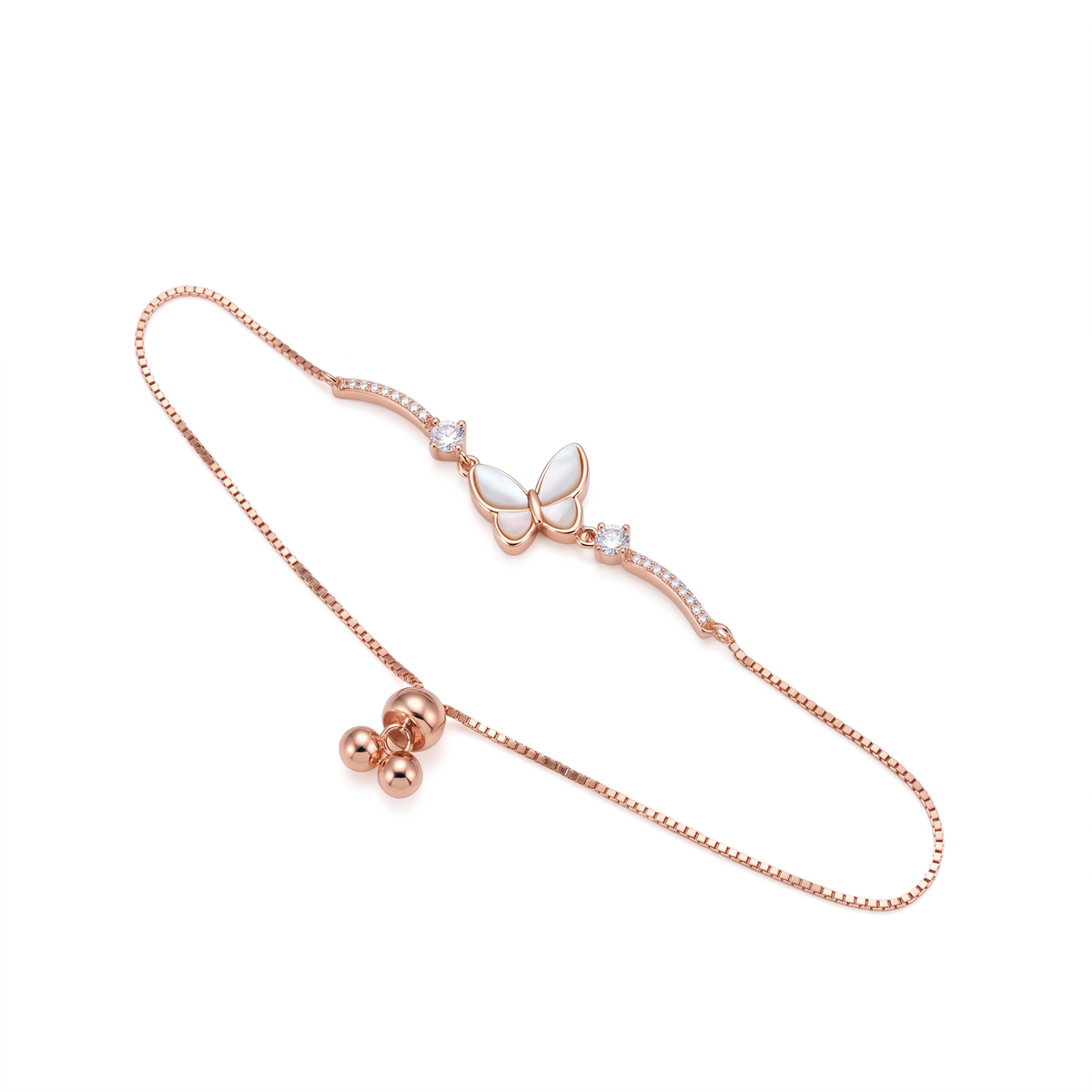 Silver Ladies Bracelet Butterfly Charms Fabulous 2 Rose Gold 925