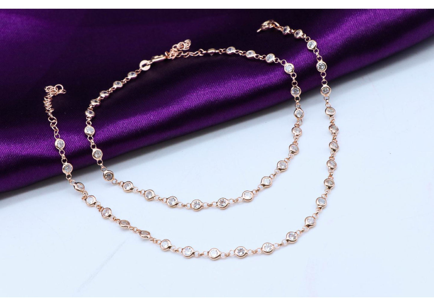 Ladies Anklets_Rose-gold circle Beads