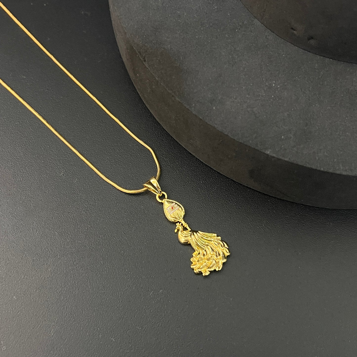 Silver Peacock & Vel Pendant Gold Finished Classic