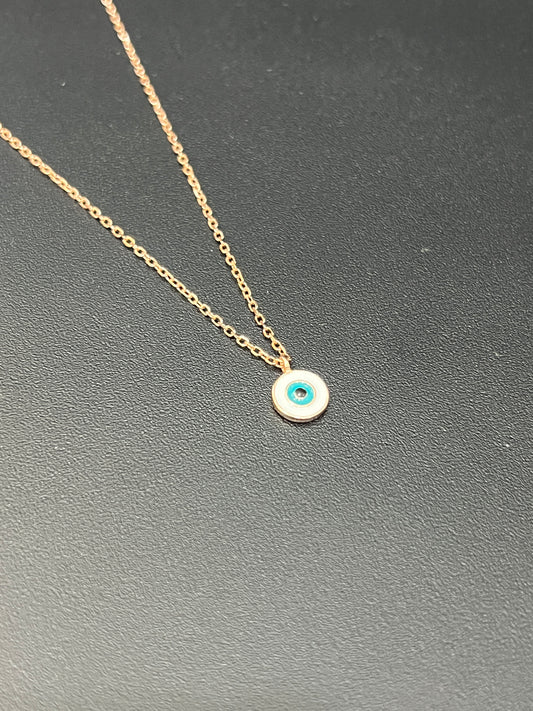 Ladies Pendant Chain_Rosegold White Evil eye