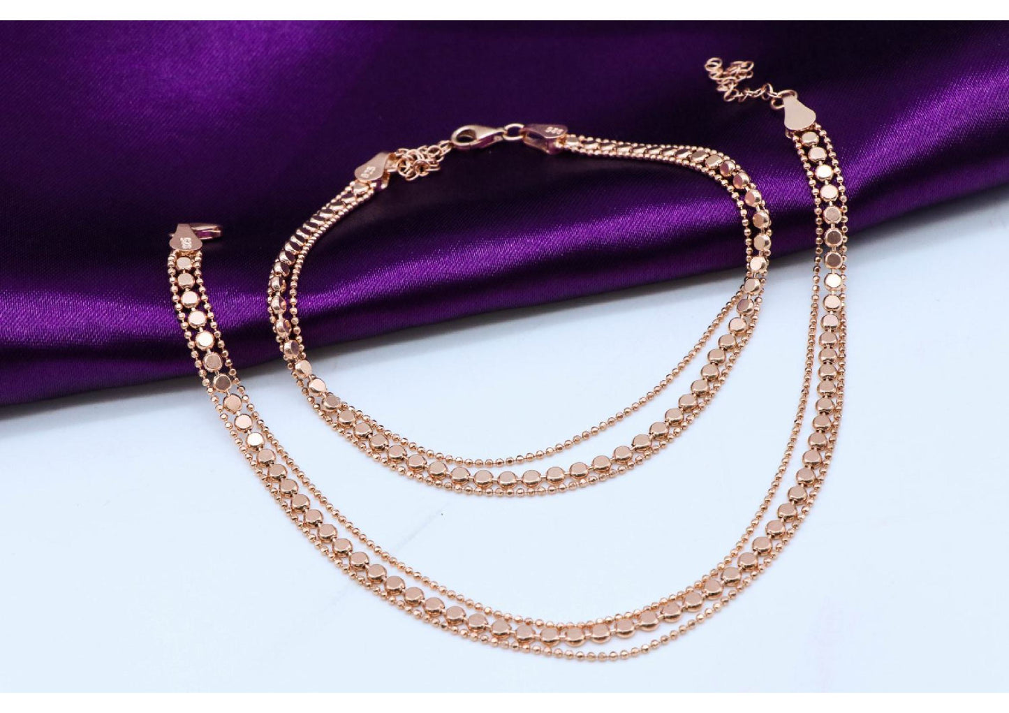 Ladies Anklets _Rose-gold Double Chain