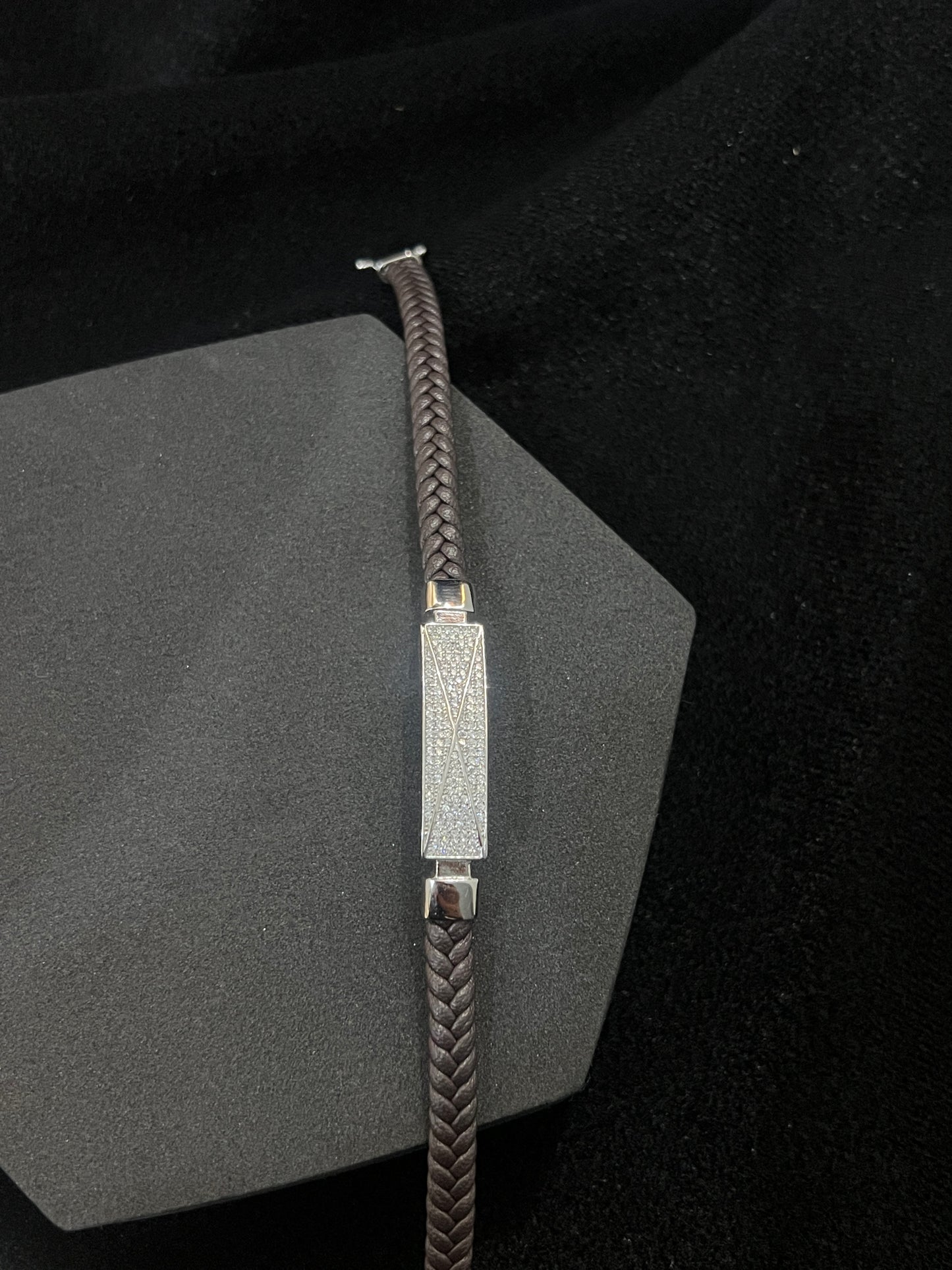 Mens Leather Kada Cross Cut Brown