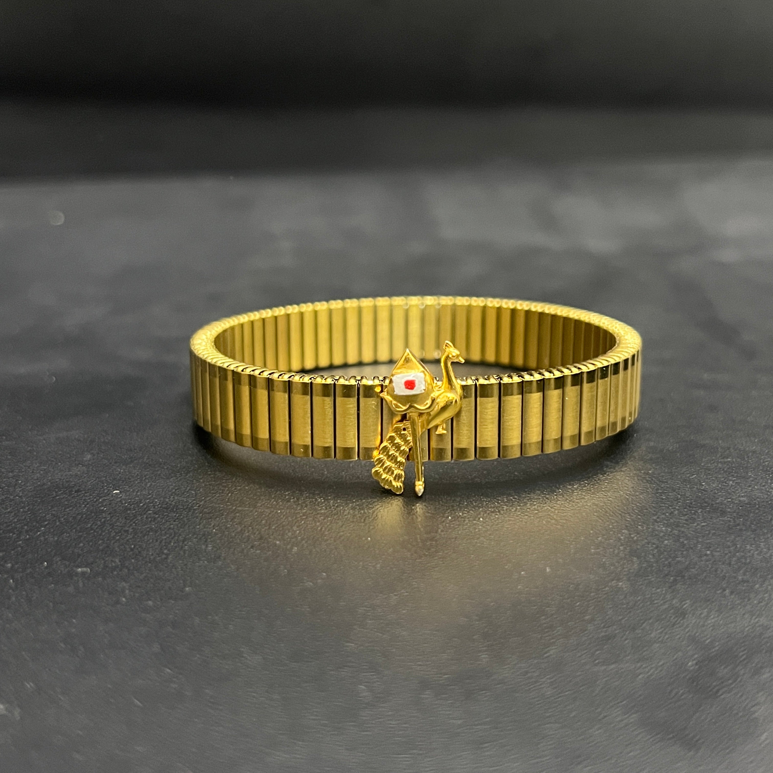 Silver Murgar Vel Peacock Flexible Band Gold Finished