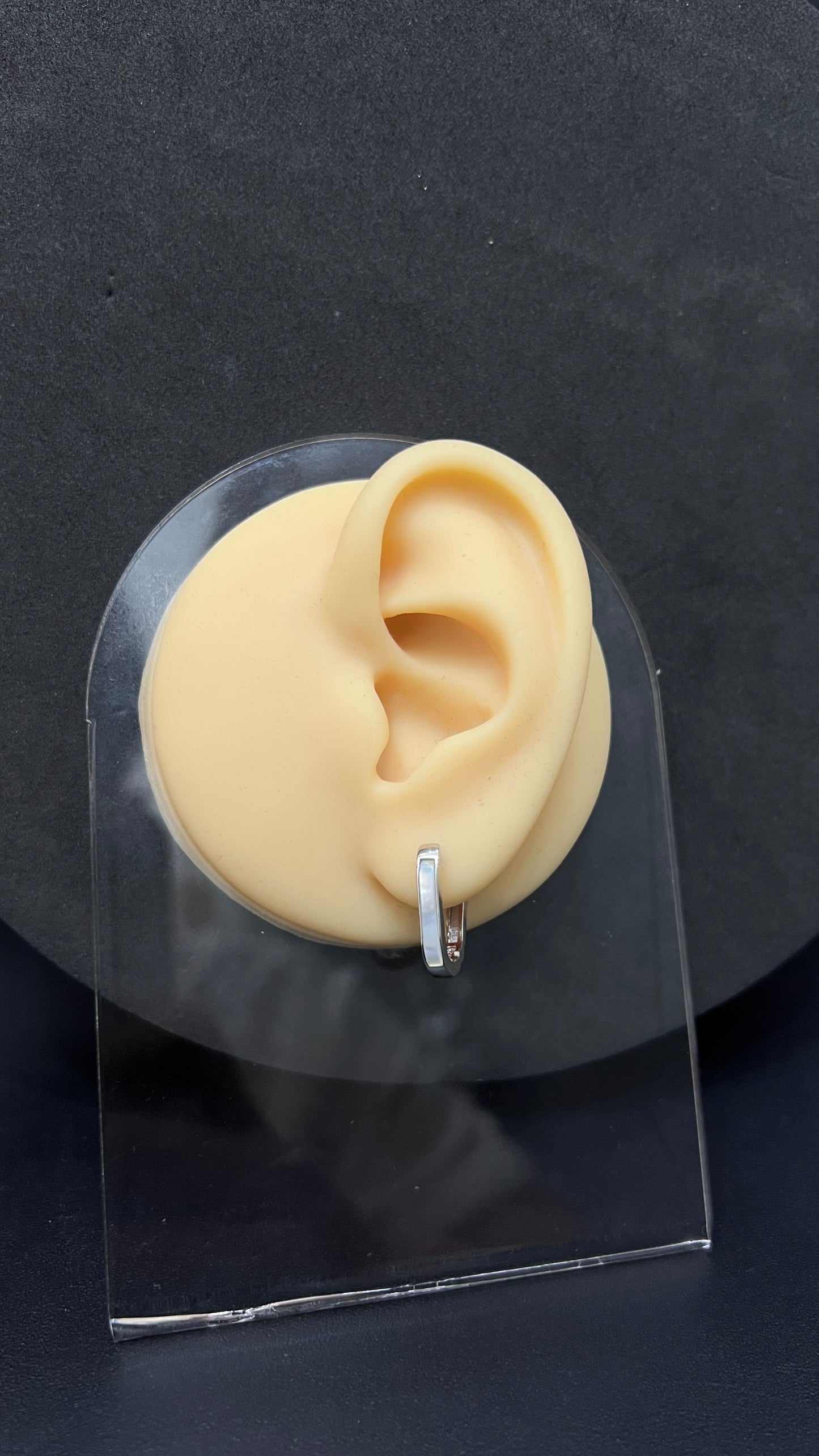 Silver Oval Box Earloop Earrings