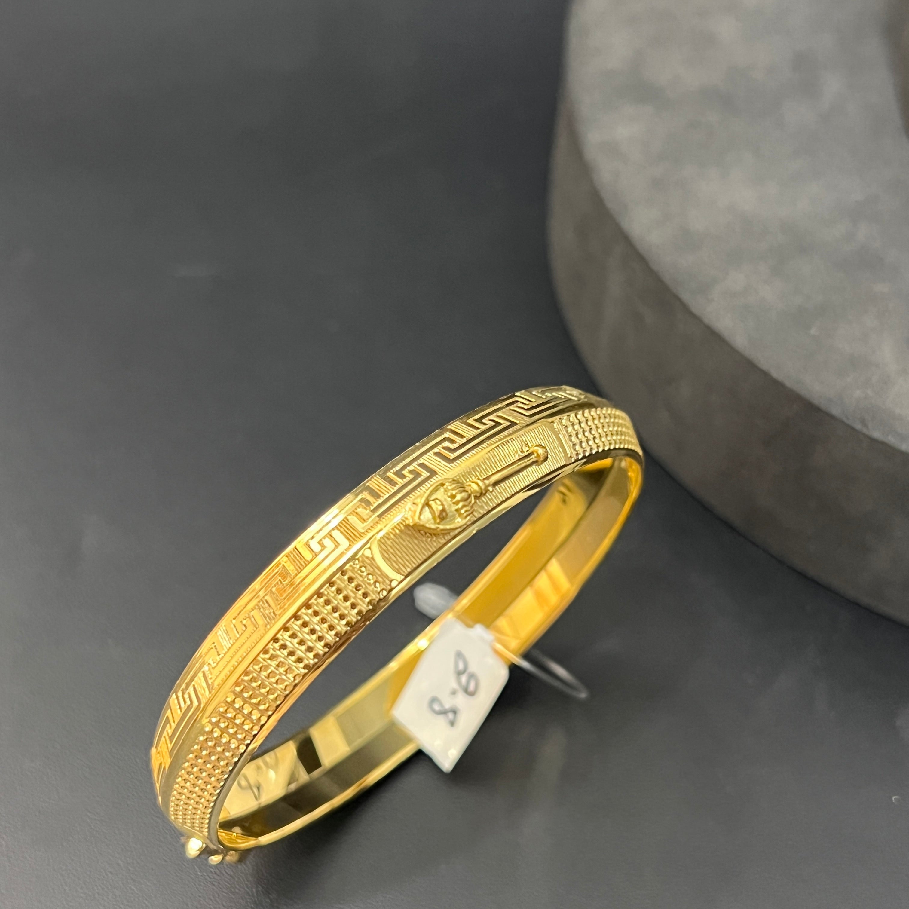 Silver Gents Vel Kada Gold Finished