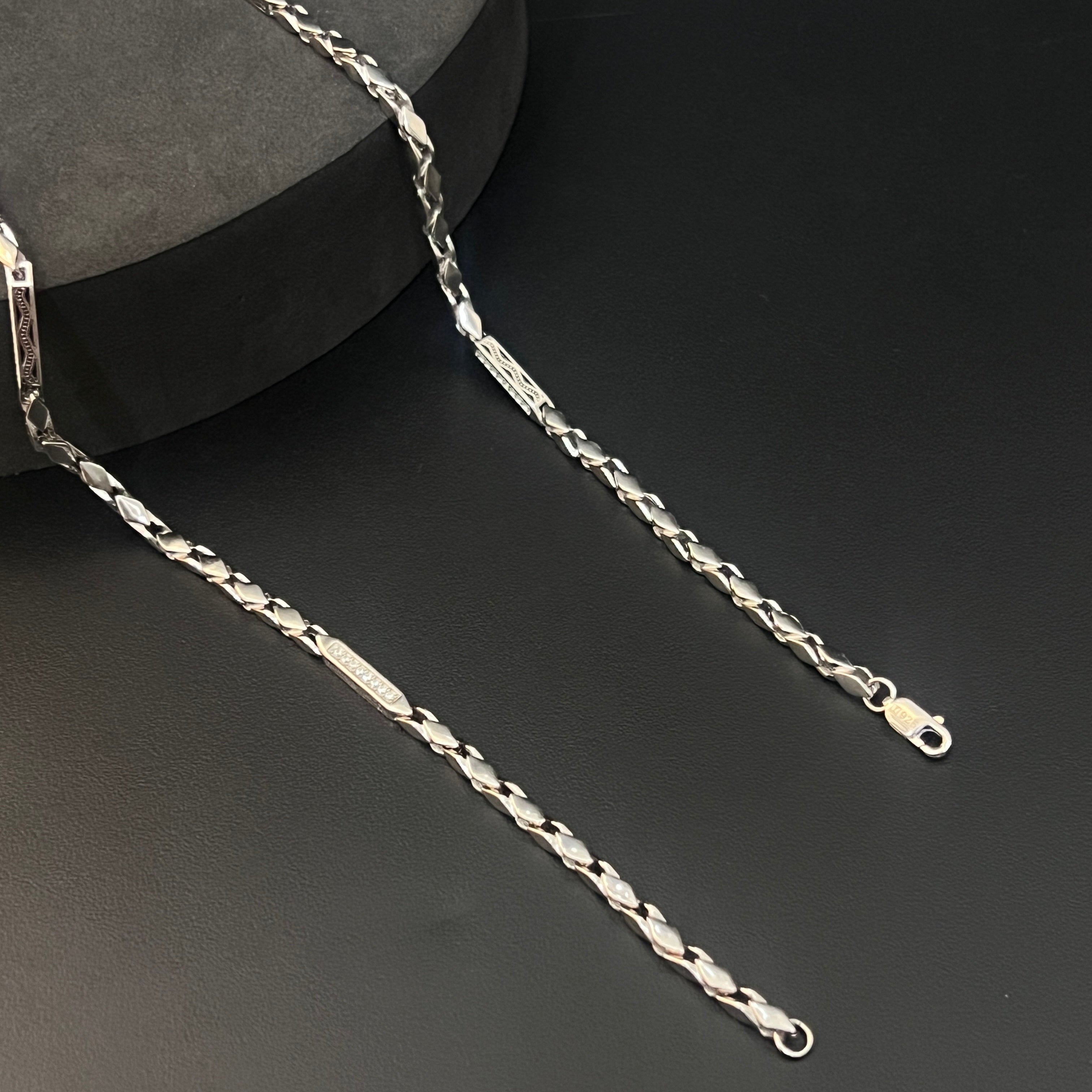 Silver Mens Chain Italian Choco Chain Spiral Cut