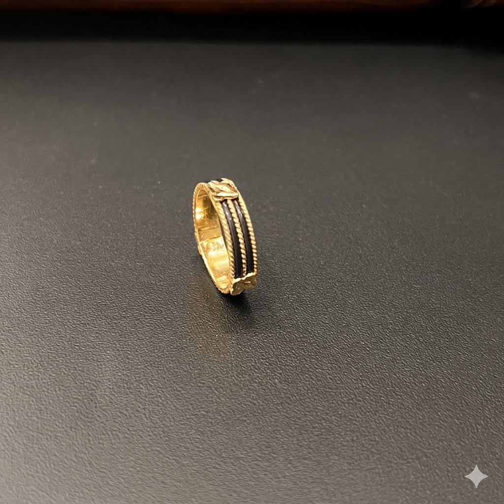 Silver Elephant Hair Ring Two Line Gold Finished