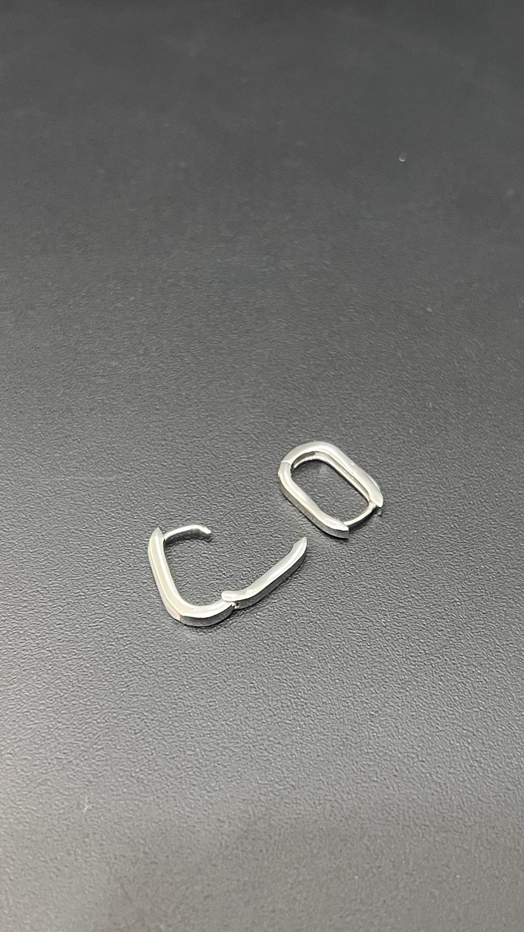 Silver Oval Box Earloop Earrings