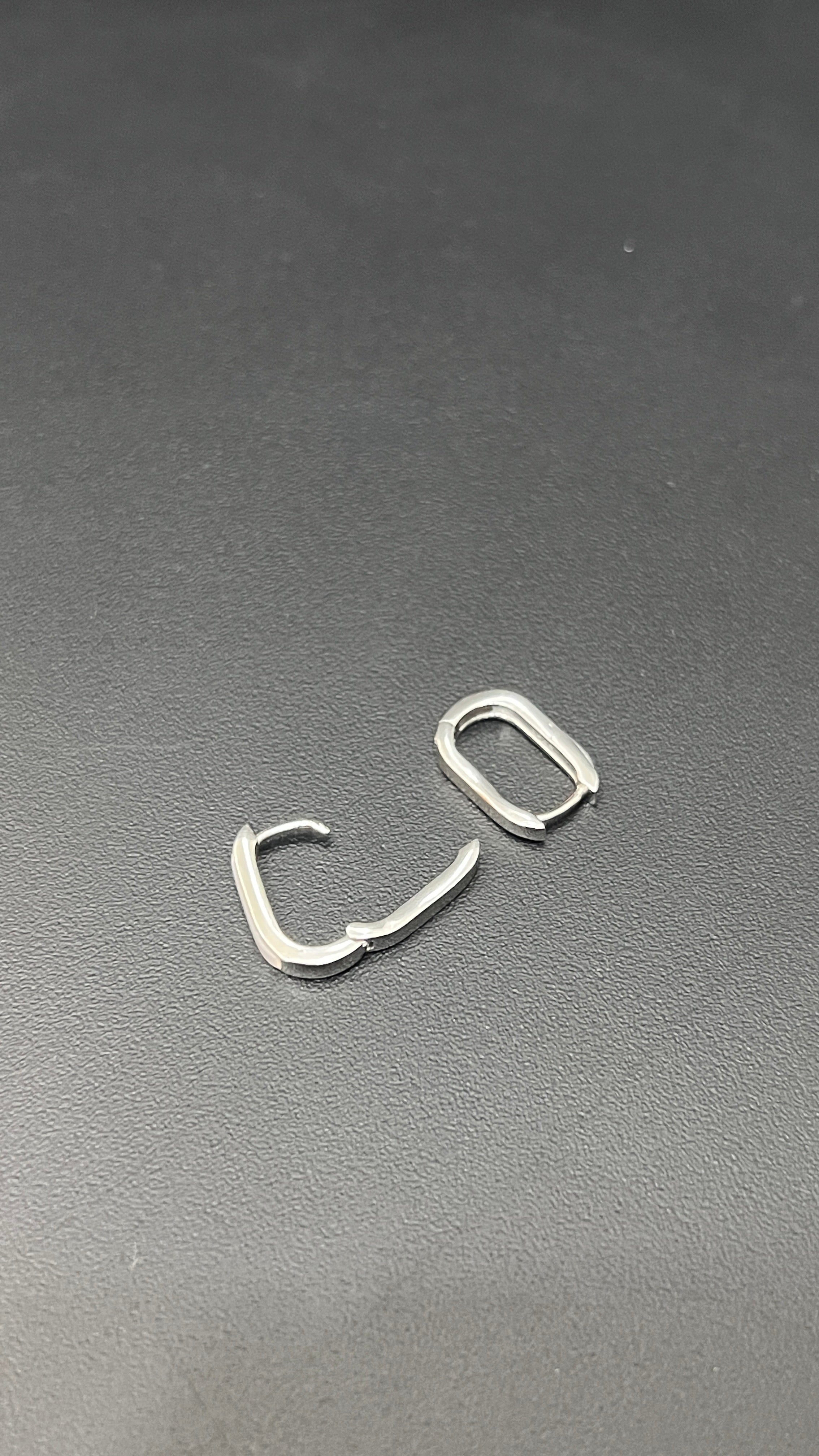 Silver Oval Box Earloop Earrings