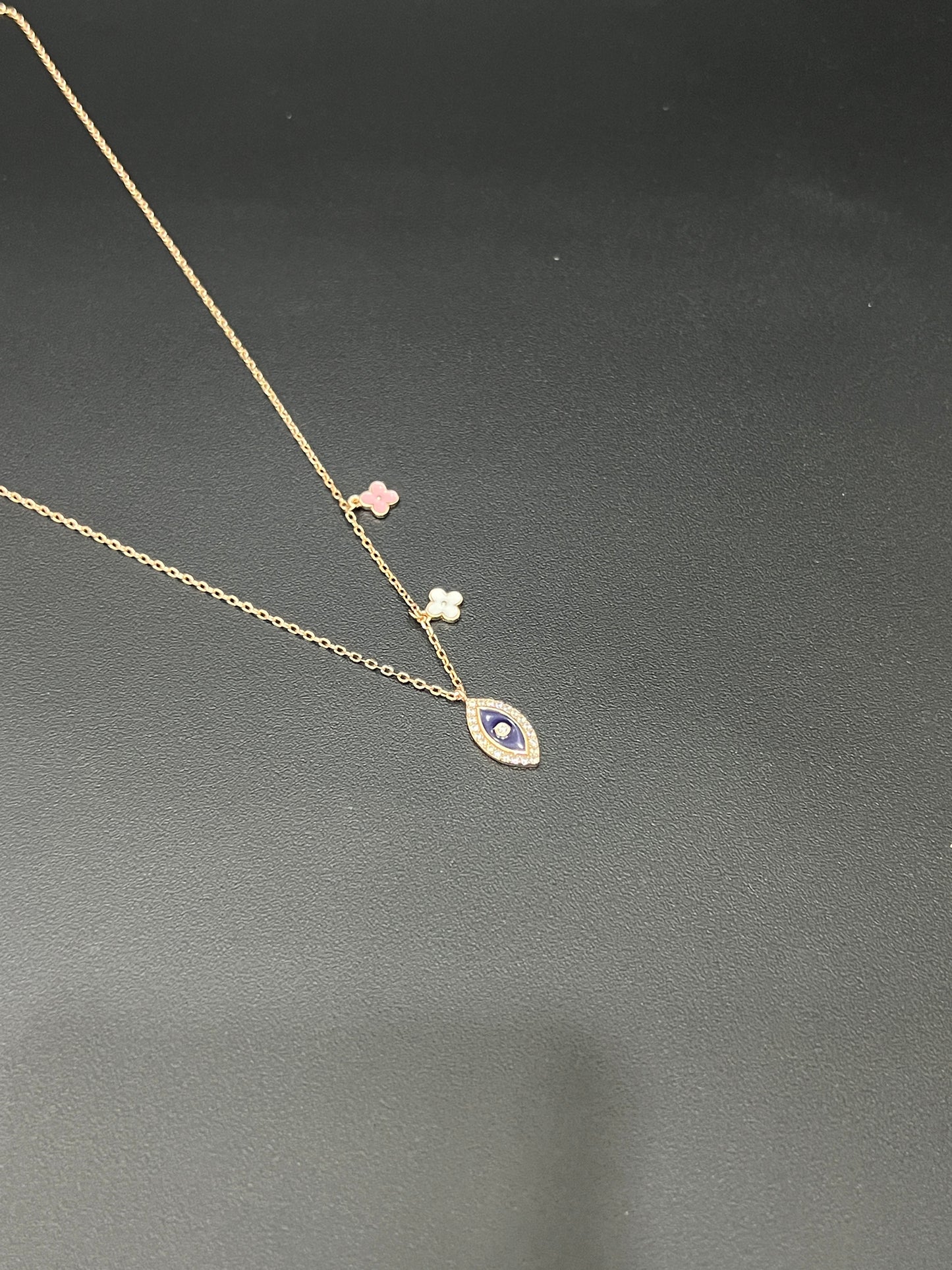 Ladies Rosegold Pendant Chain_Evil Eye Flower