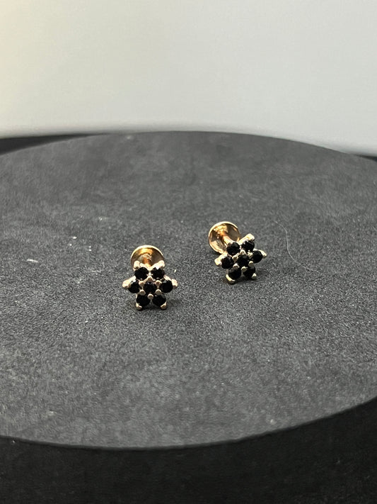 Studs_Flower Rose gold Black