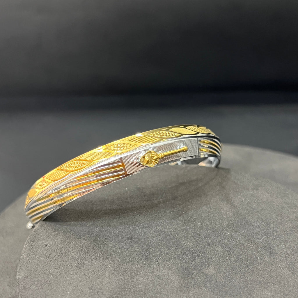 Silver Gents Vel Kada Two Tone Gold Finished