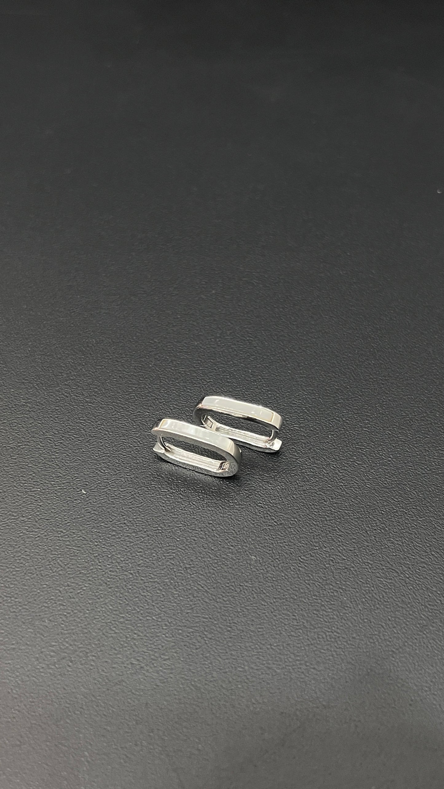 Silver Oval Box Earloop Earrings