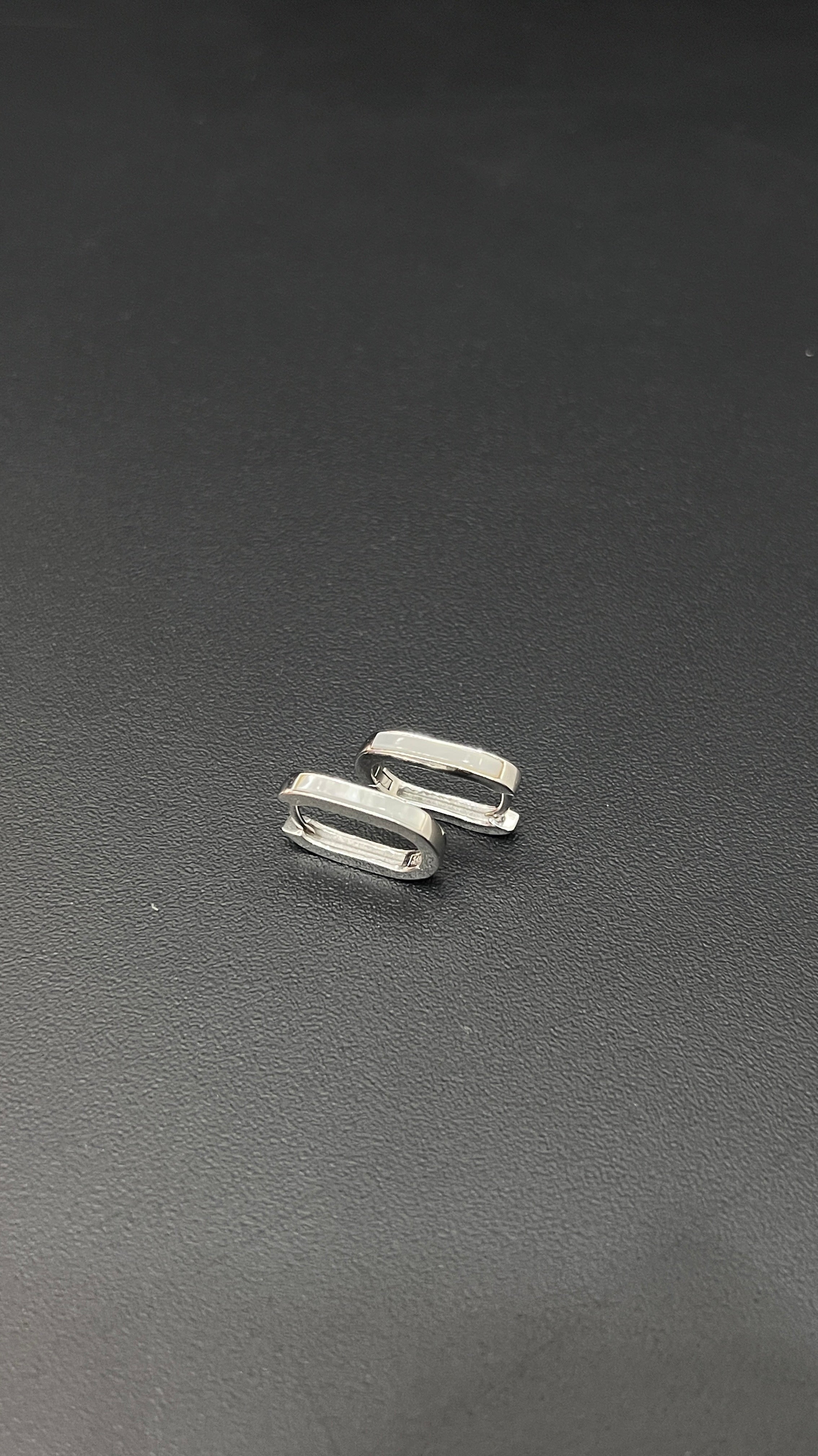 Silver Oval Box Earloop Earrings