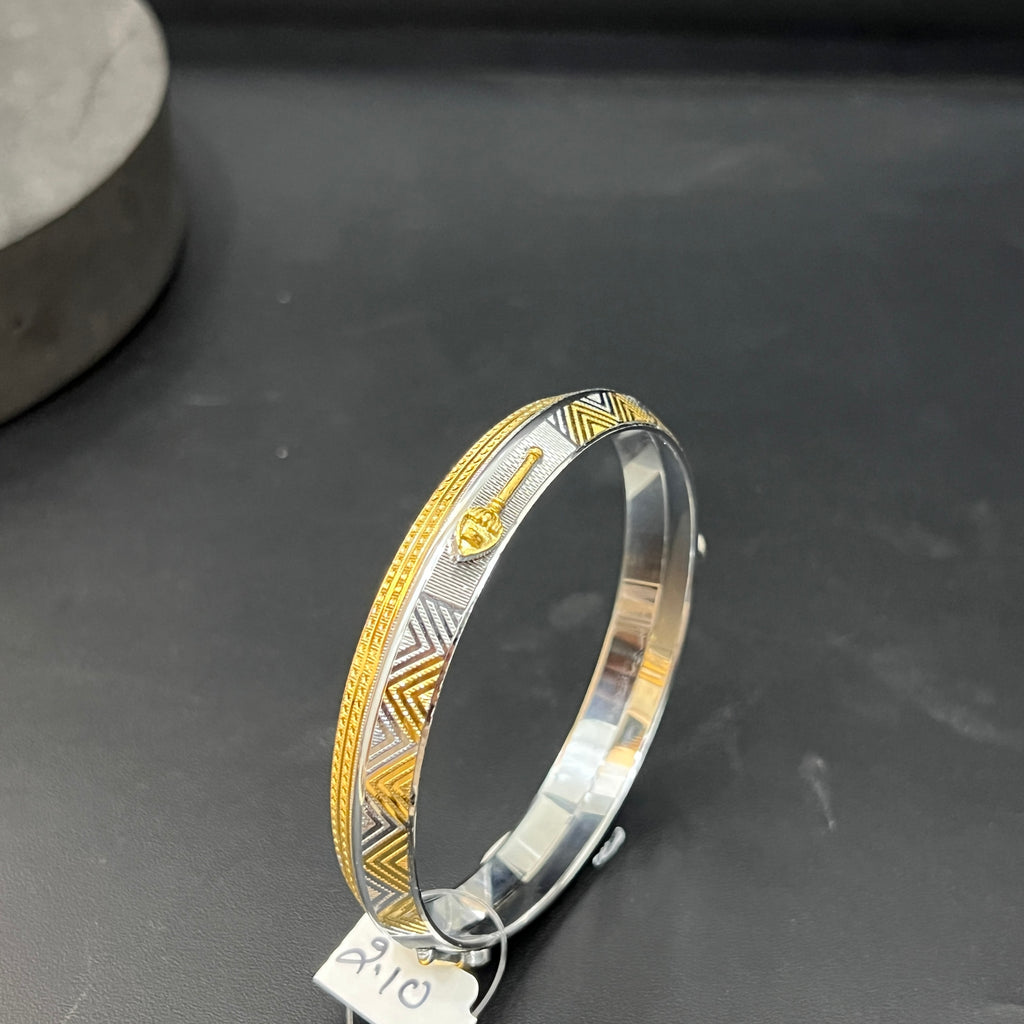 Silver Gents Vel Kada Two Tone Gold Finished