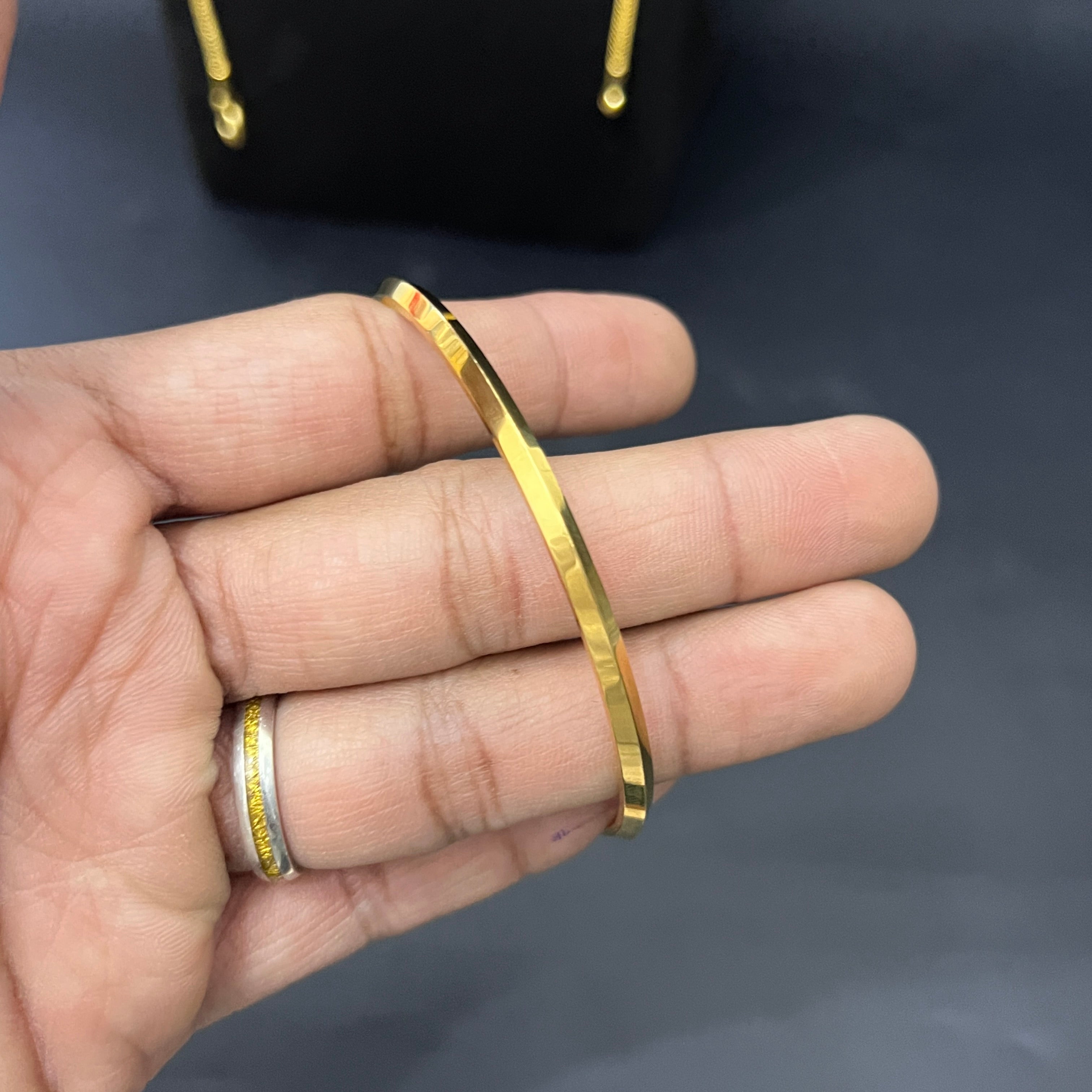 Mens Slim Kada Gold Polished