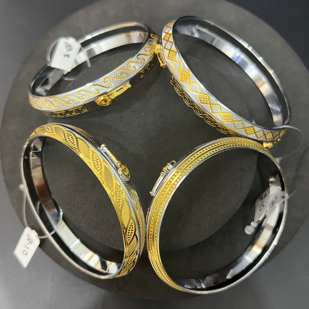 Silver Gents Vel Kada Two Tone Gold Finished