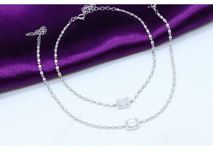 Ladies Anklets _Square White Stone