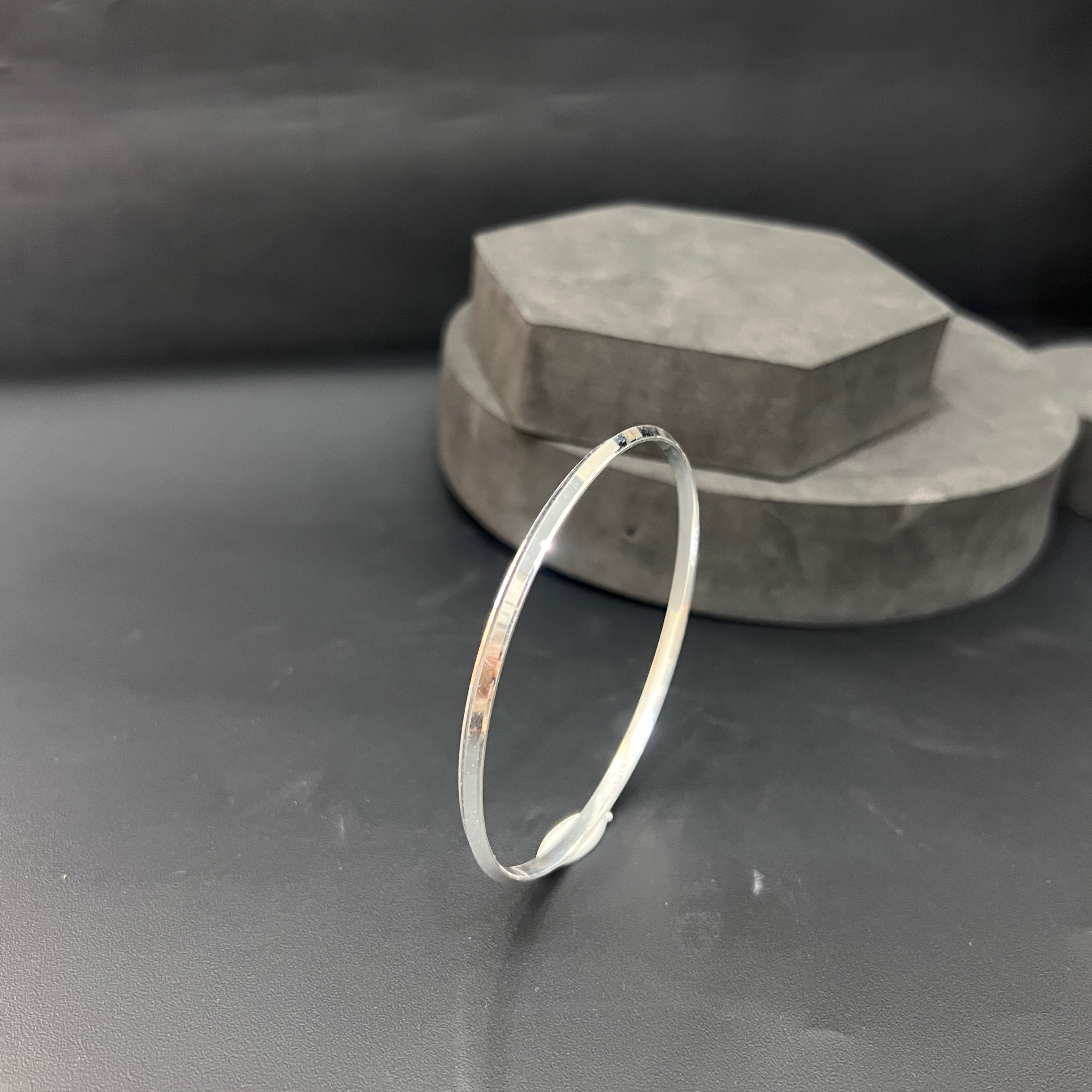 Silver Mens Punjabi Kada Slim Regular M