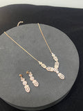 Ladies Rosegold Pink Necklace Set
