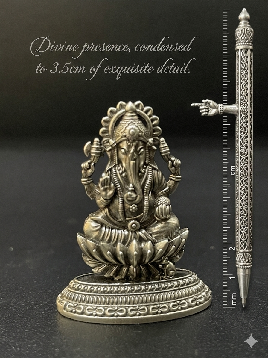 Silver Ganesha Idol Solid Antique