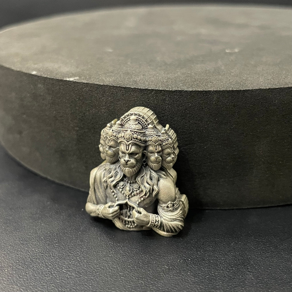 Silver Mens Shirt Button Hanuman 5 Face 925