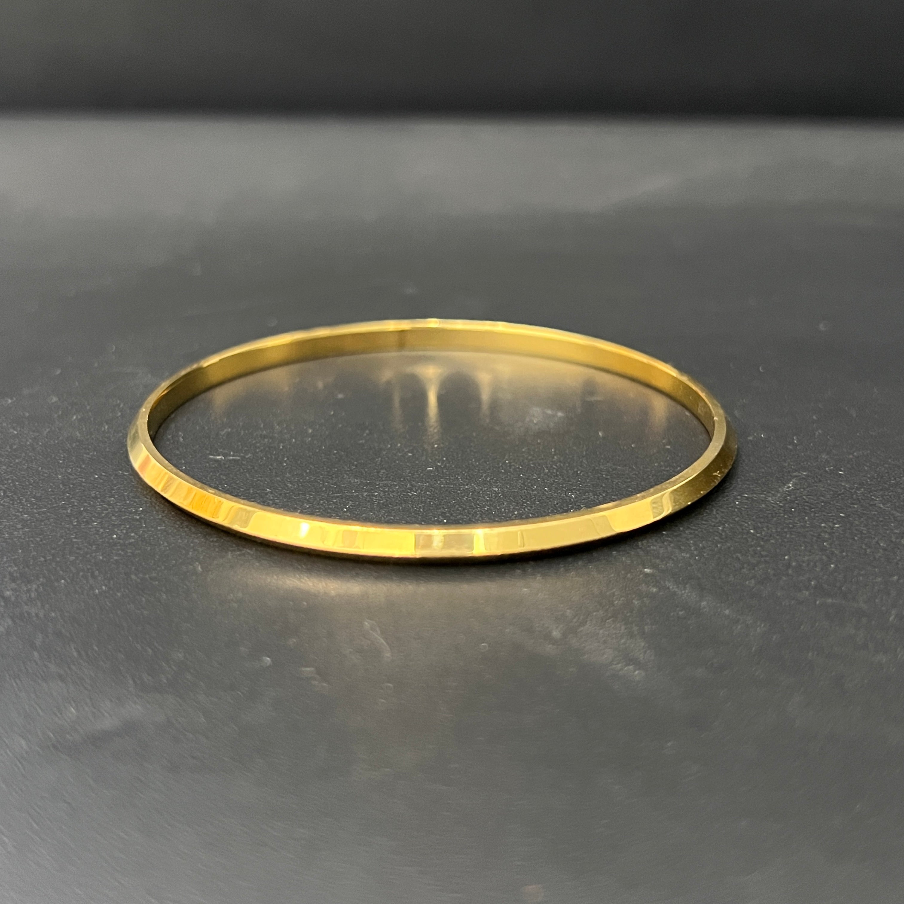 Mens Slim Kada Gold Polished
