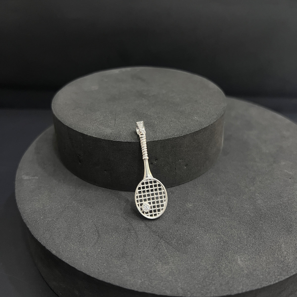 Silver Unisex Pendant Tennis Bat 925