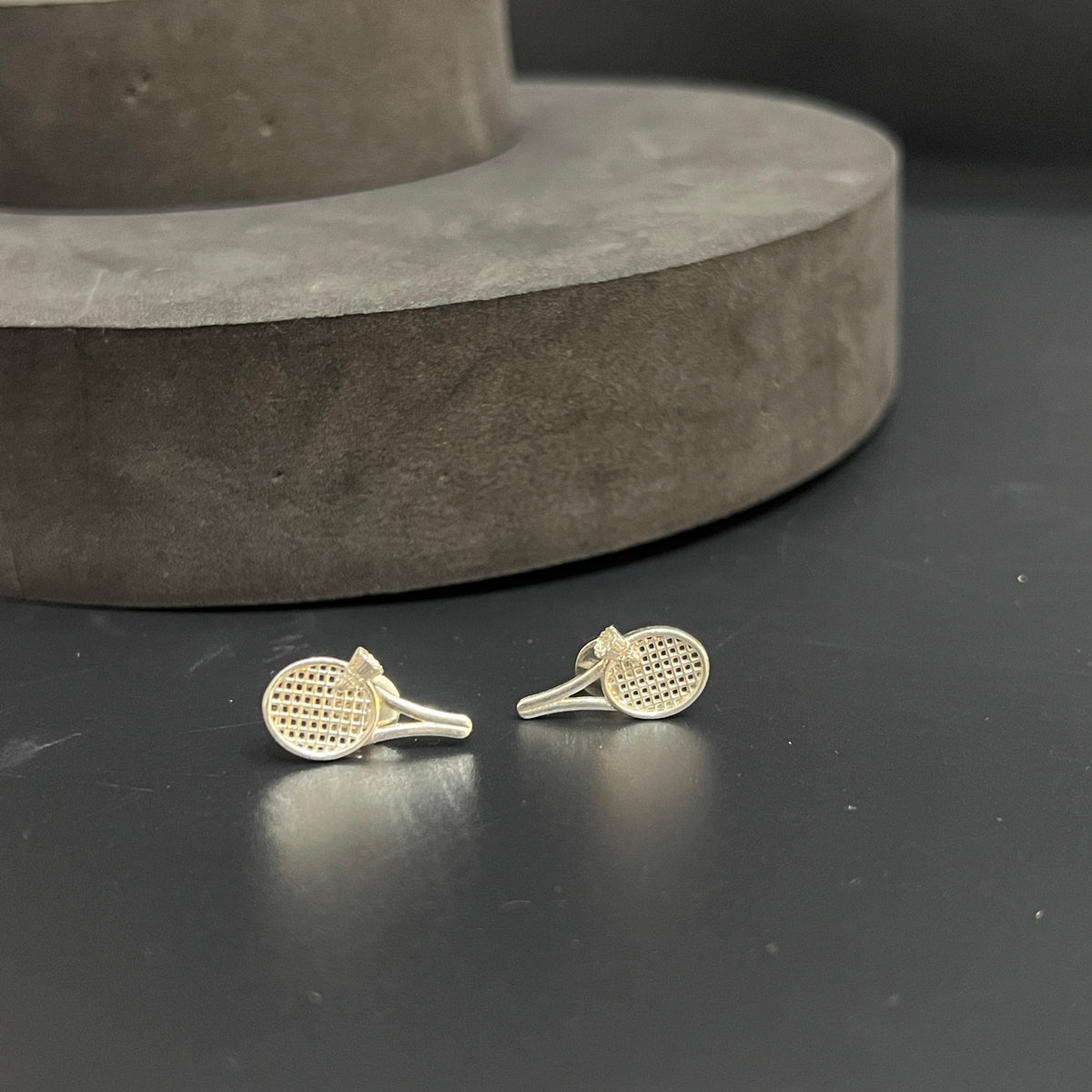 Silver Customised Pendant Stud Set Tennis Bat 925